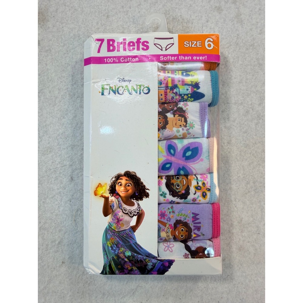 Disney Encanto Girls 7 Pack Briefs 100% Cotton Underwear Mirabel Size 6 NEW